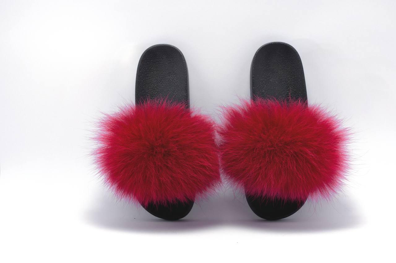 Тапочки Алвані з натуральним хутром песця р. 40 Червоний
