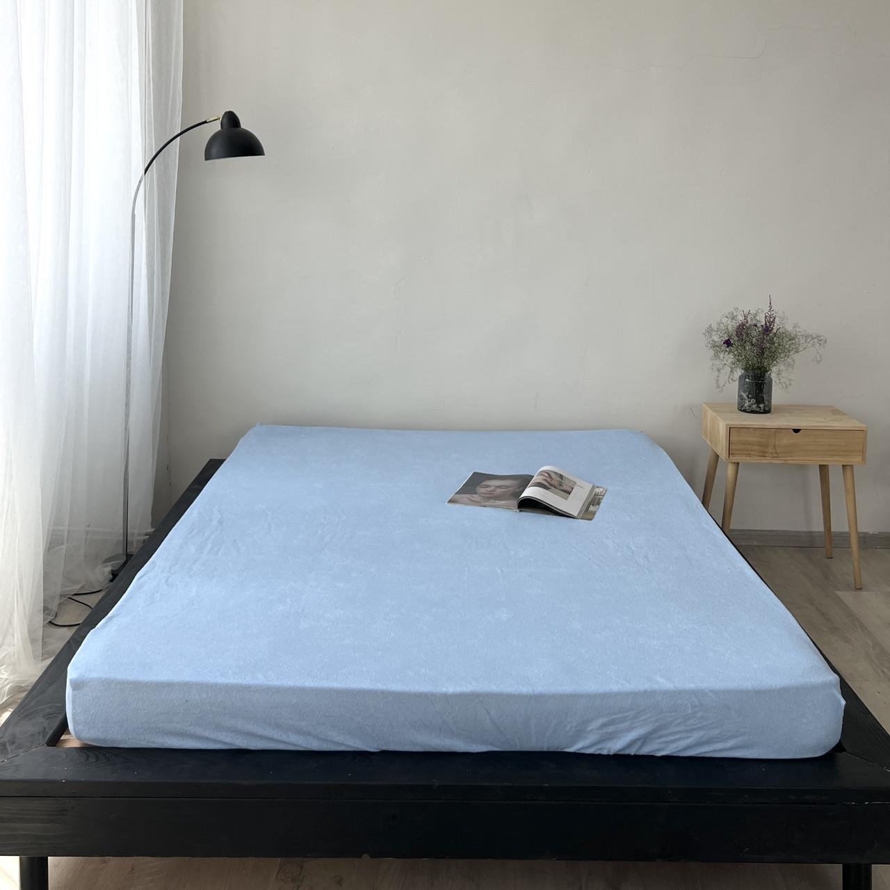 Простирадло Maison D'or махрове на гумці 180x200 см і наволочки 2 шт. 50x70 см Blue (2000022265604)