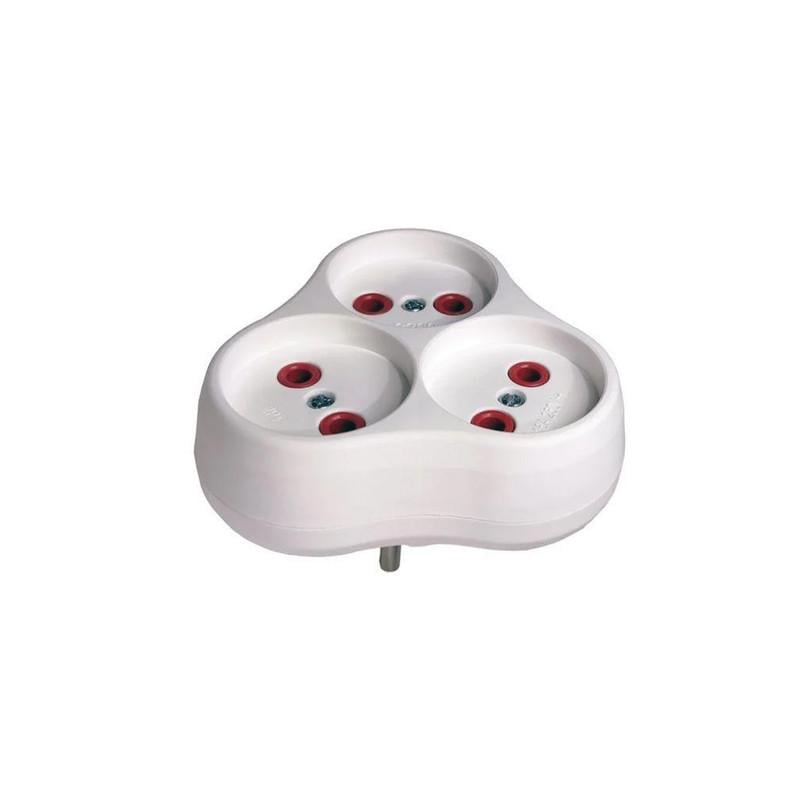 Сетевой тройник Neomax 3 гнезда без заземления 16A 2P белый (NX1015)