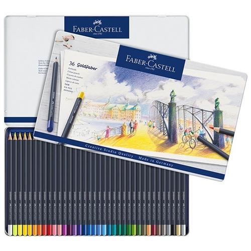 Набор цветных карандашей Faber-Castell GoldFaber металлический пенал 36 цветов (114736)