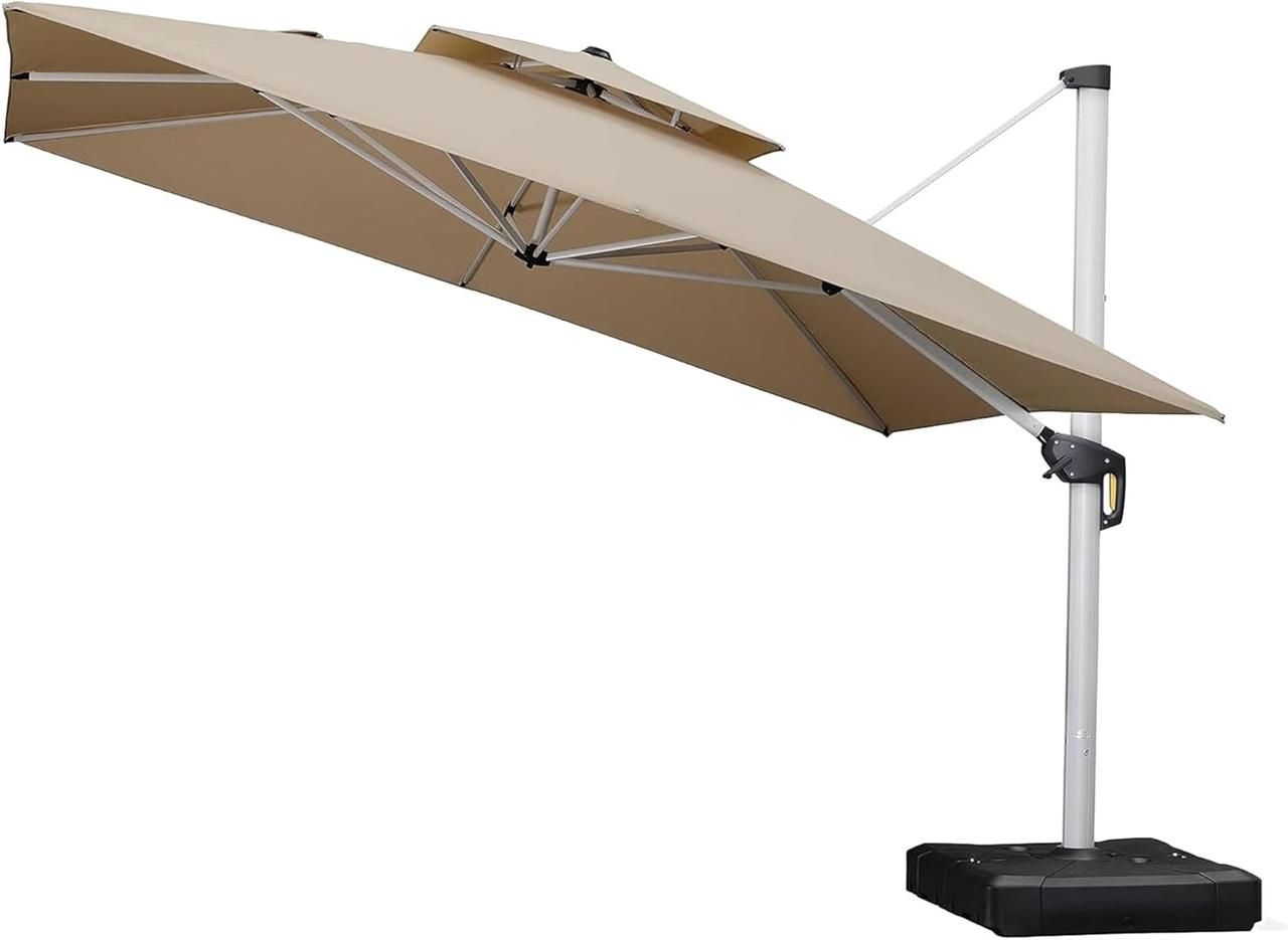 Садова парасолька консольна регульована WCG з LED-підсвічуванням та сонячною панеллю та чохлом для саду 3x3 м Бежевий (W-70681) - фото 2