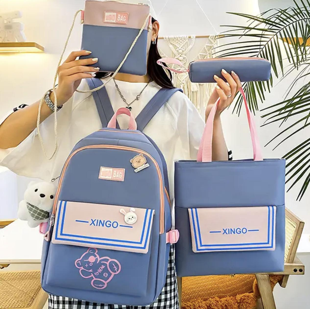 Школьный рюкзак для девочки XGO BAG 4в1 рюкзак/шоппер/пенал/сумочка Голубой - фото 3 Школьный рюкзак для девочки XGO BAG 4в1 рюкзак/шоппер/пенал/сумочка Голубой - фото 3