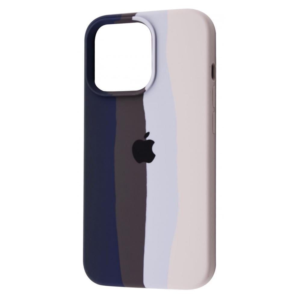 Чехол с мягкой подкладкой PRC Rainbow Silicone Case iPhone 11 Pro Max midnight blue/white Синий Белый