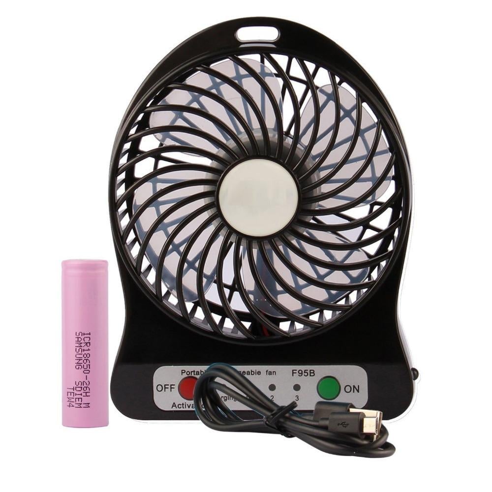 Вентилятор настільний Portable Fan Mini 18650 USB d 10 см Чорний (4200673410) - фото 2