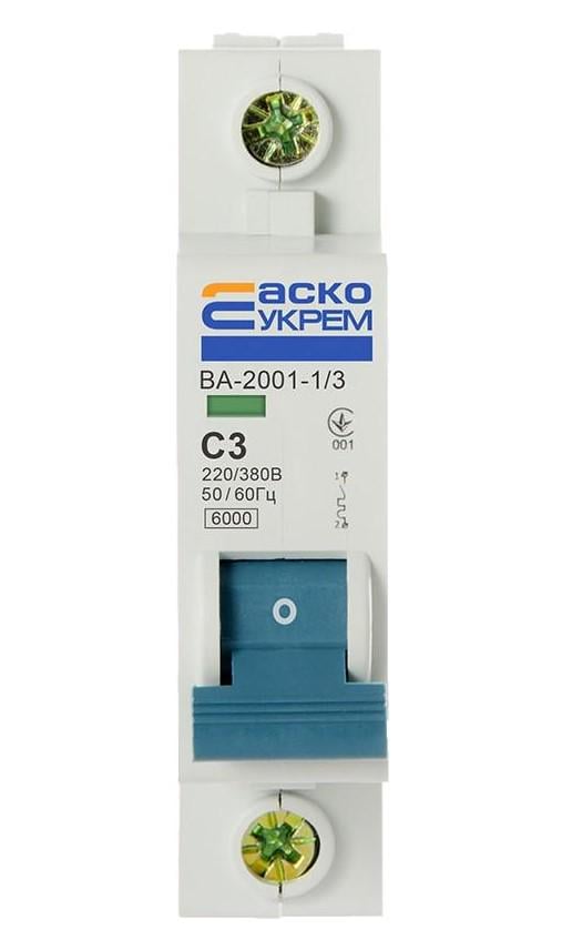 Автоматичний вимикач Аско-Укрем ВА-2001 1р 3А (02784)