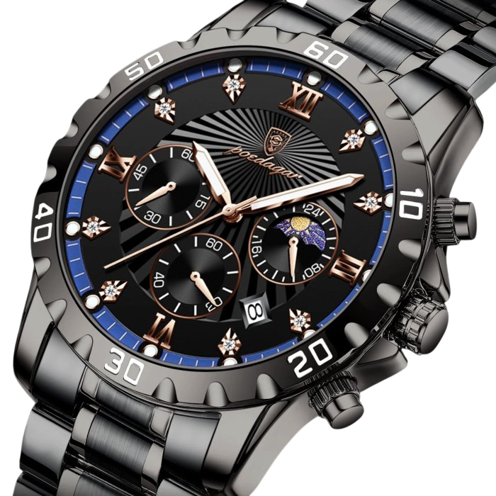 Часы мужские Poedagar Extra со стальным корпусом 44х14,5 мм Черный (150-96-2234)