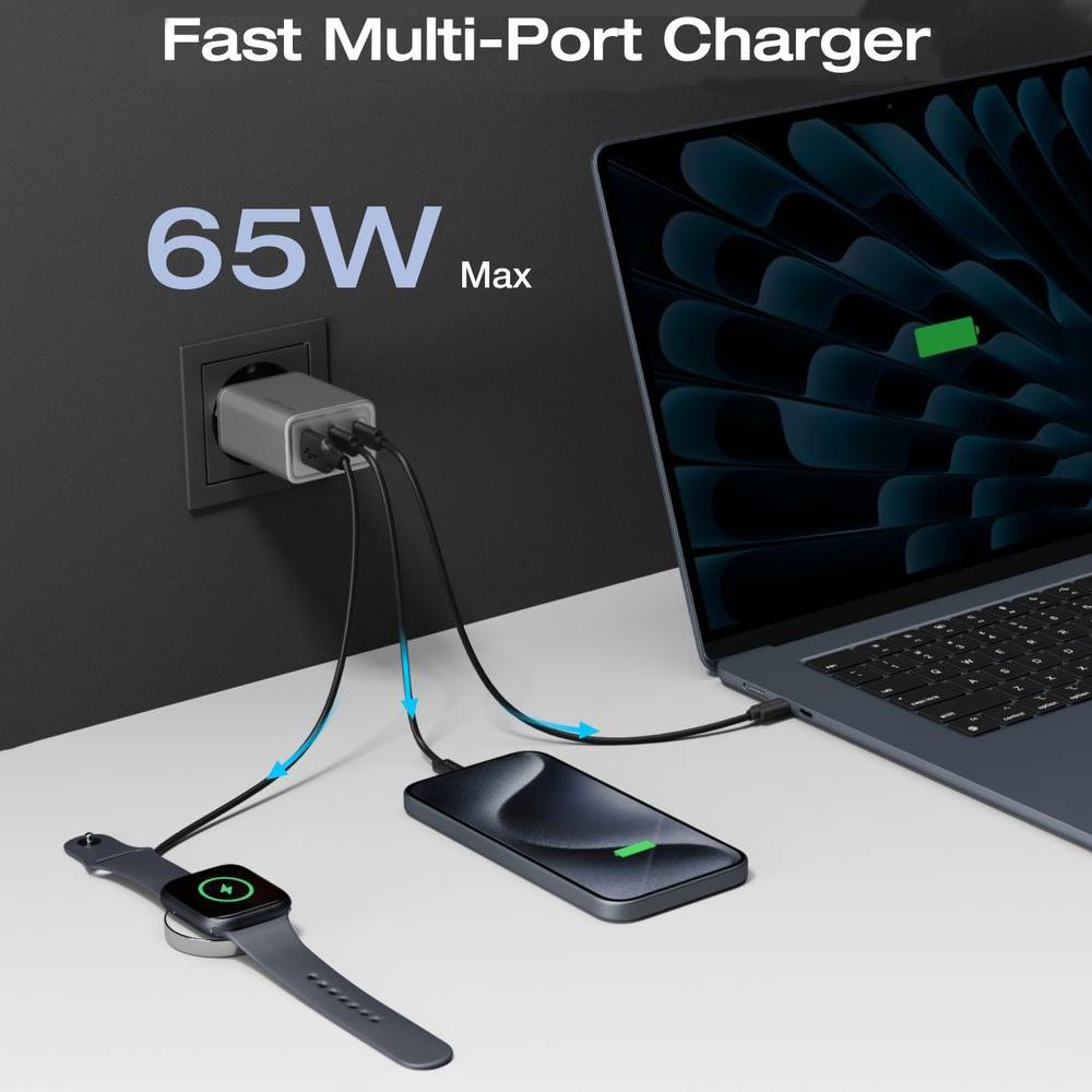 Блок живлення для швидкого заряджання EcoFlow RAPID 65W GaN Gray (EFA-65W-GAN-CHARGER-EU) - фото 2