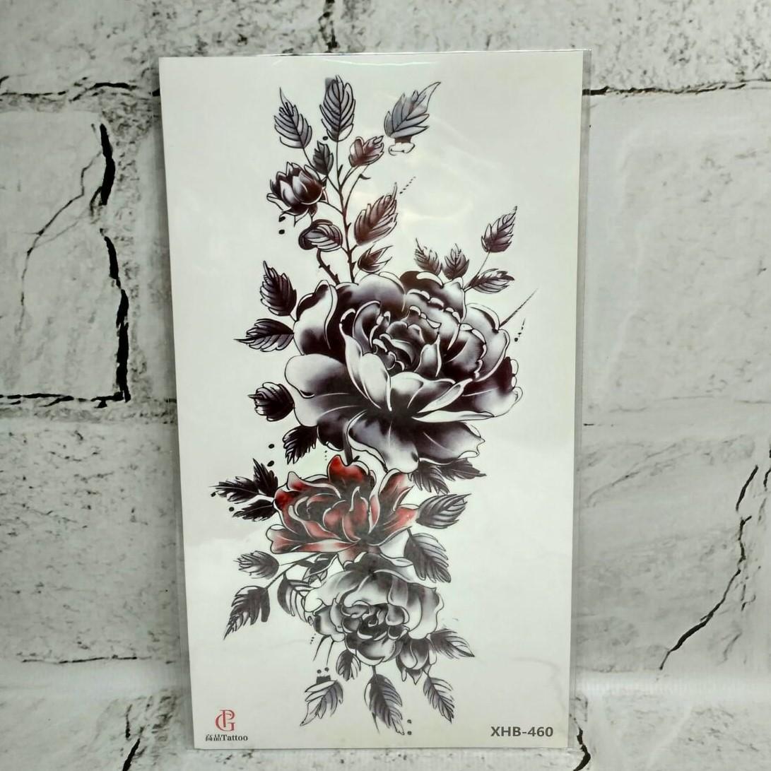 Тату временное Цветы лист 11,5x21 см (XHB-460)