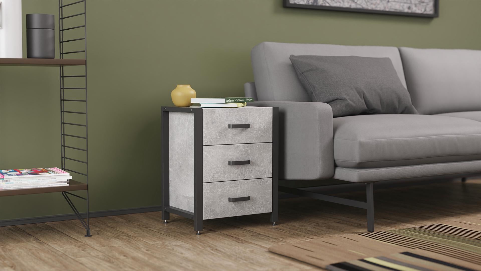 Тумба универсальная Ferrum-decor Вивьен ДСП 16 мм 3 50x41x40 Черный/Бетон (FRD-106935)