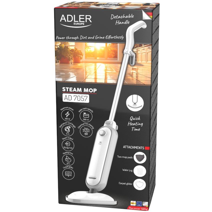 Швабра паровая Adler AD 7057 1300W 380 мл 25 г/мин White (AD7057) - фото 4