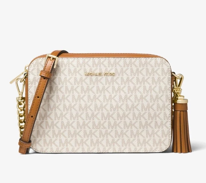 Сумка женская через плечо Michael Kors Jet Set Crossbody Молочный/коричневый