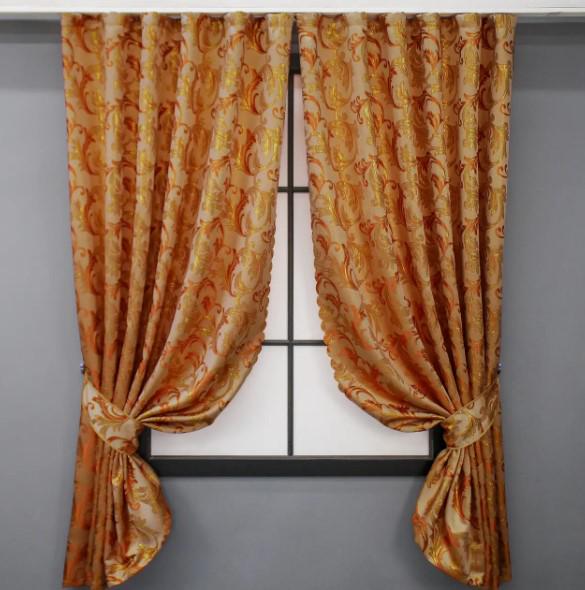 Комплект штор Завиток жаккард 1,45х1,7 м 2 шт. Молочный/Золотистый (1646ш 35-0258)