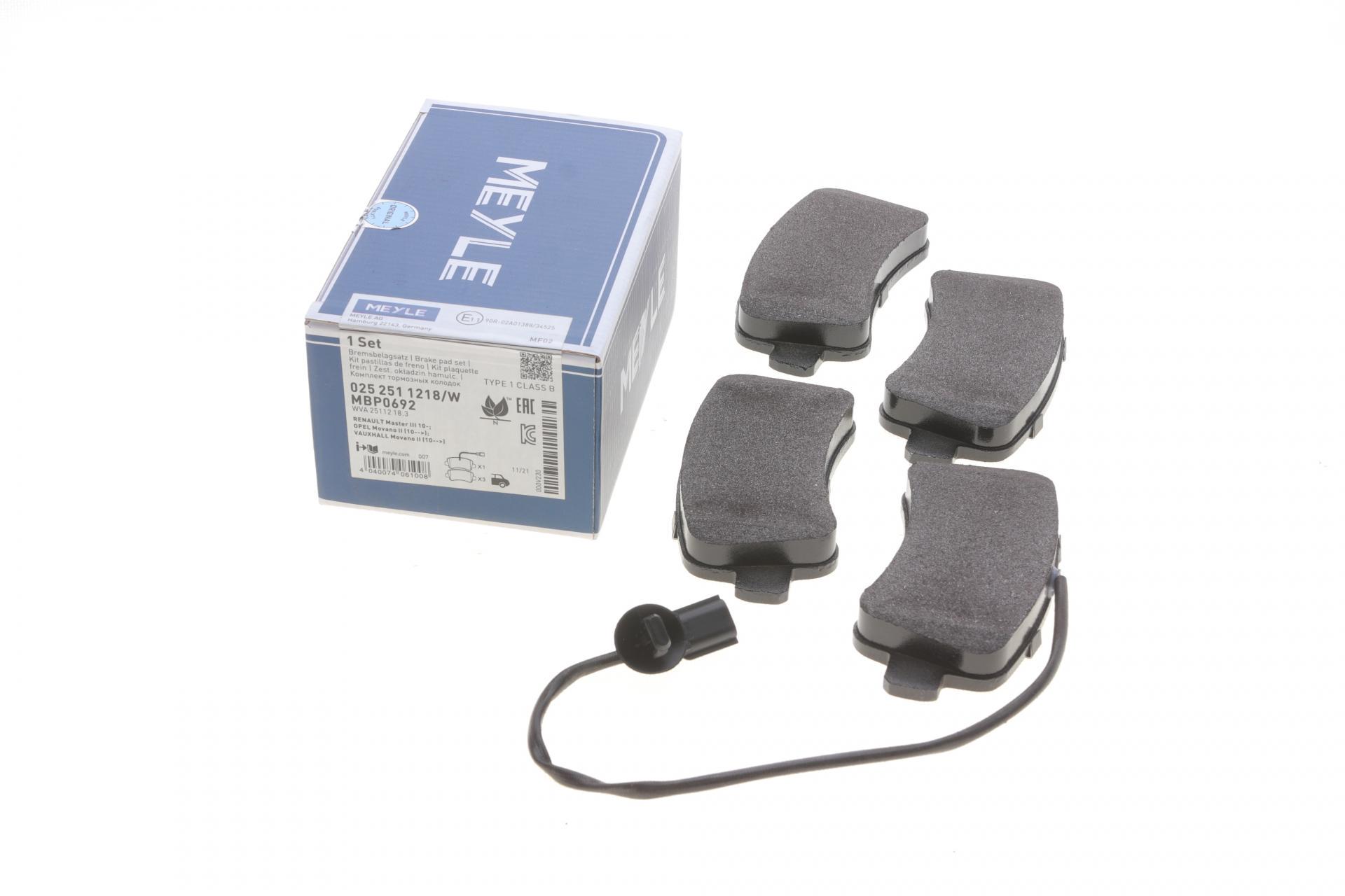 Колодки тормозные задние Meyle для Renault Master/Opel Movano 10- однокаточные (025 251 1218/W)