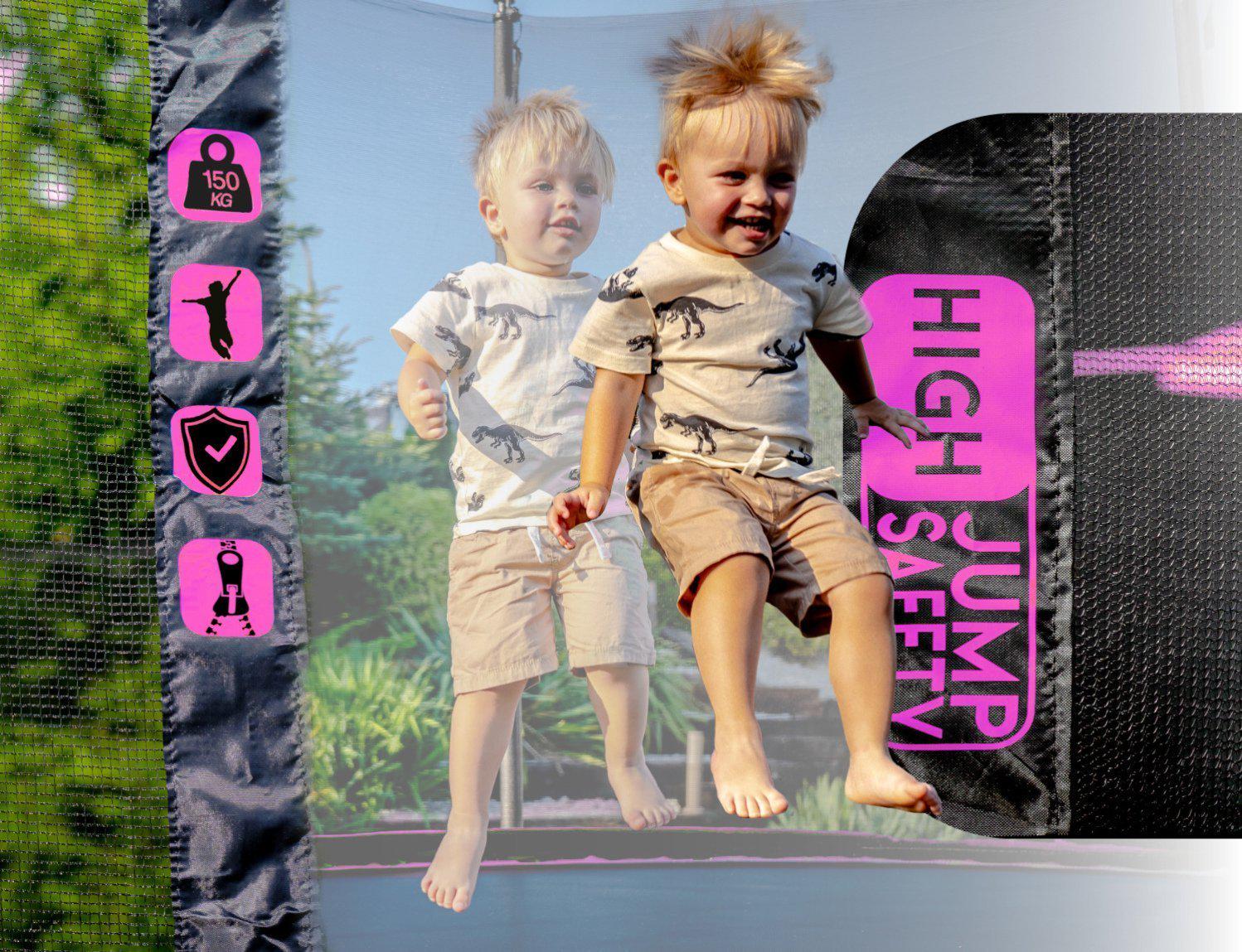 Батут Thunder INSIDE ULTRA с внутренней сеткой 12 футов 374 см Черно-розовый (407477) - фото 4 Батут Thunder INSIDE ULTRA с внутренней сеткой 12 футов 374 см Черно-розовый (407477) - фото 4