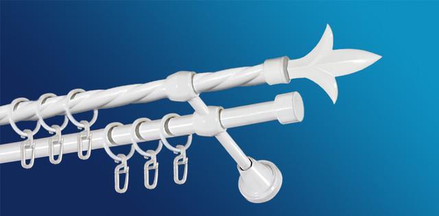 Карниз для штори Plastidea Лілія металевий кручений подвійний з гачками D 16/16 мм 160 см Білий - фото 1 Карниз для штори Plastidea Лілія металевий кручений подвійний з гачками D 16/16 мм 160 см Білий - фото 1