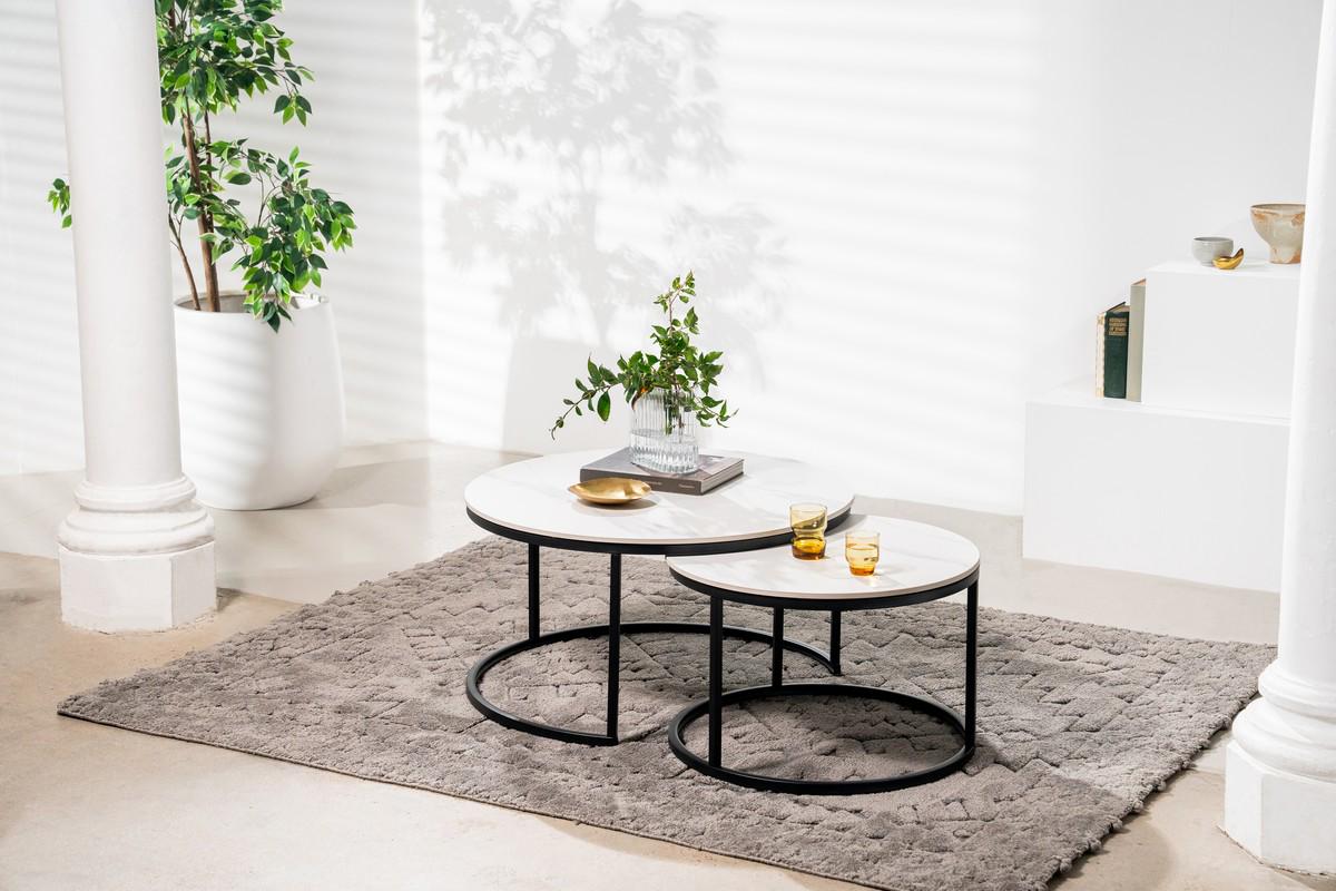 Журнальный стол Лоренза комплект 2 шт. 800х450 мм/600х400 мм Каса вайт/Черный (30995615) - фото 7