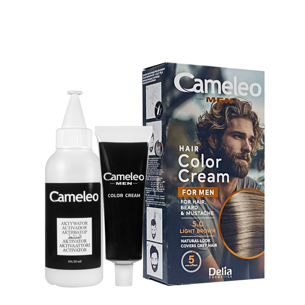 Краска для бороды и волос Delia Cameleo Men 5.0 Светло-коричневая 30 мл