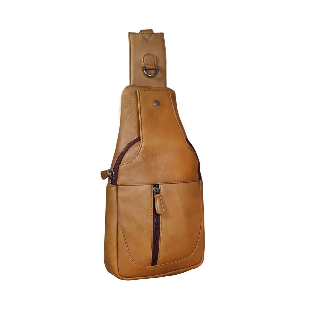 Сумка-слинг мужская кожаная Tavinchi R-6101C Рыжий (2656558617)