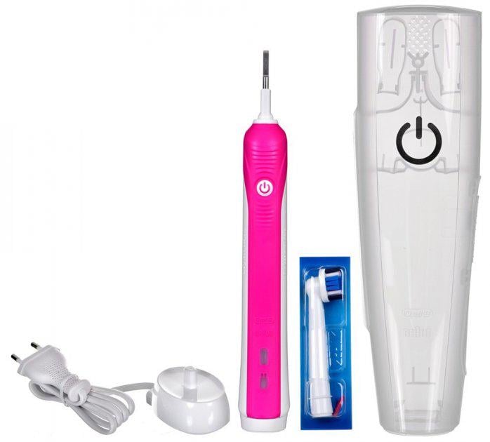 Электрическая зубная щетка Oral-B Pro 1 750 3D White + футляр Pink (4366536) - фото 3