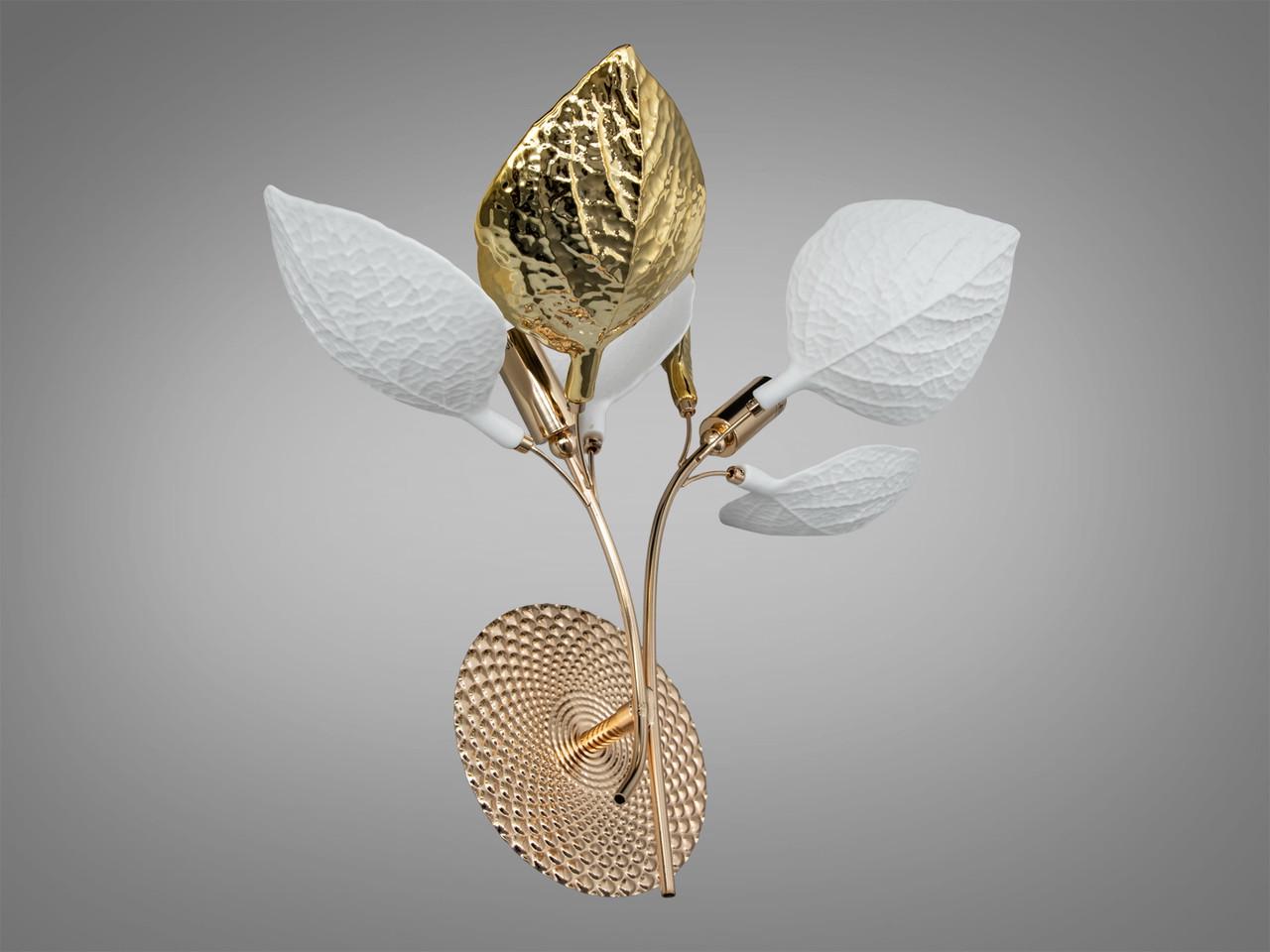 Бра для гостиной Diasha 7238-2W GD керамические листья на две лампы E14 Золотой (2909927174) Бра для гостиной Diasha 7238-2W GD керамические листья на две лампы E14 Золотой (2909927174)