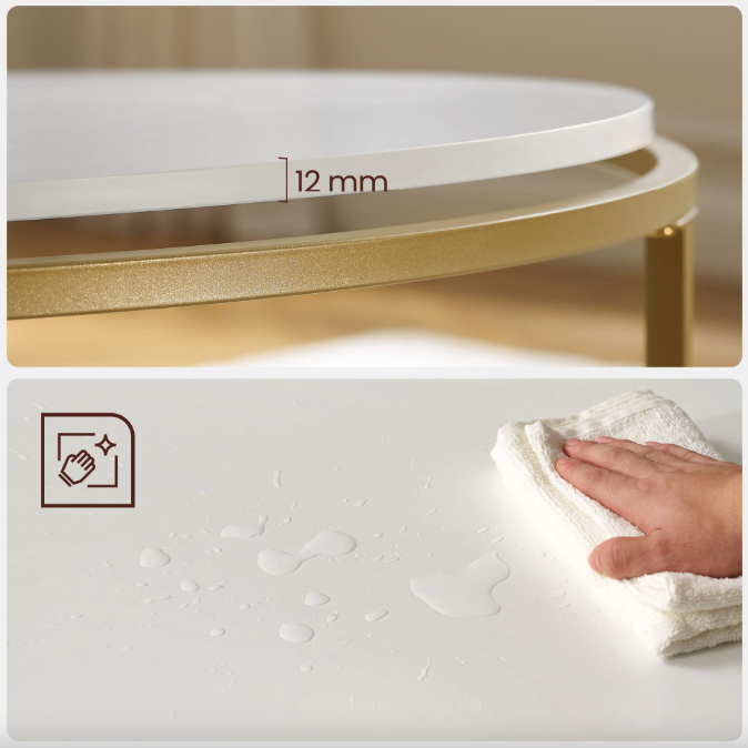 Журнальный столик Leobert Oskar круглый с мраморной столешницей Золотой (4643) - фото 5