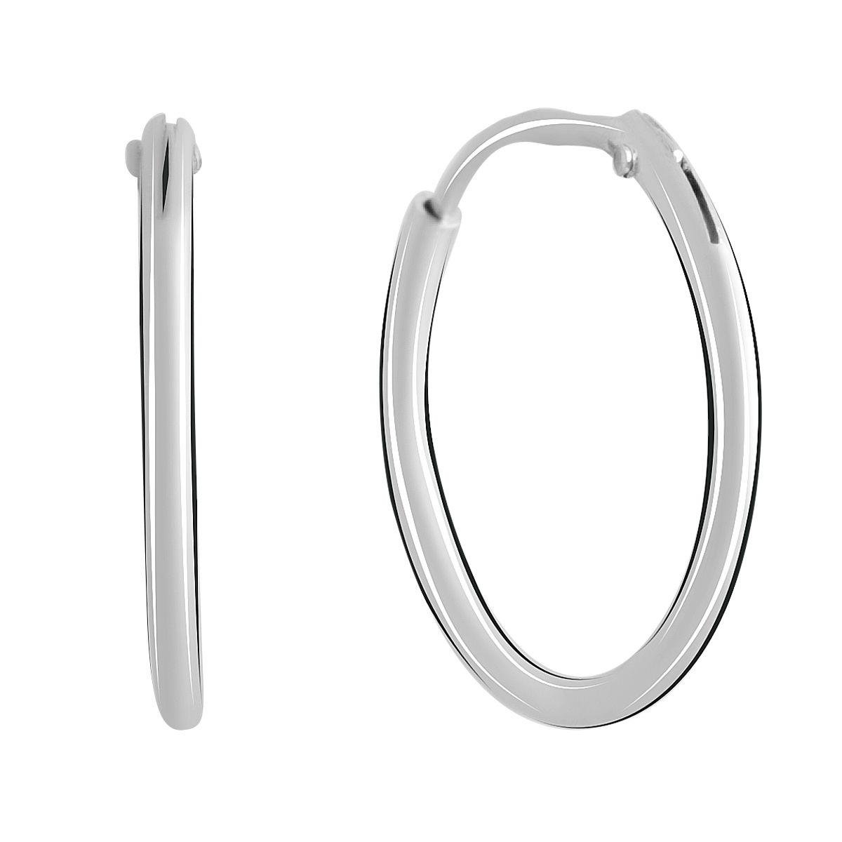 Серебряные серьги-кольца конго с гладкой округлой формой Серебряные серьги-кольца конго с гладкой округлой формой