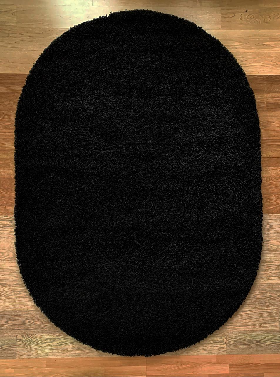 Килим високоворсовий овальний гіпоалергенний 200х300 см Чорний (6365A black)