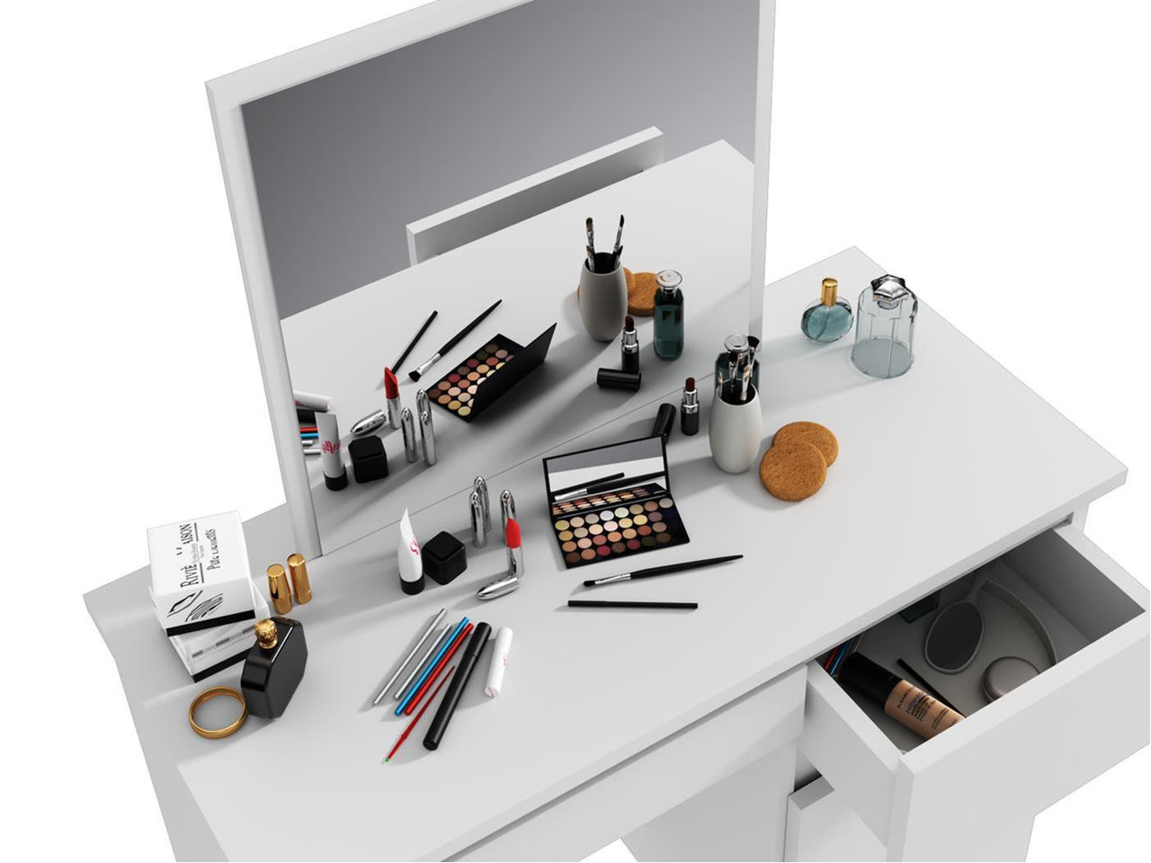 Туалетный столик c зеркалом Homart Белый (9286) - фото 4 Туалетный столик c зеркалом Homart Белый (9286) - фото 4