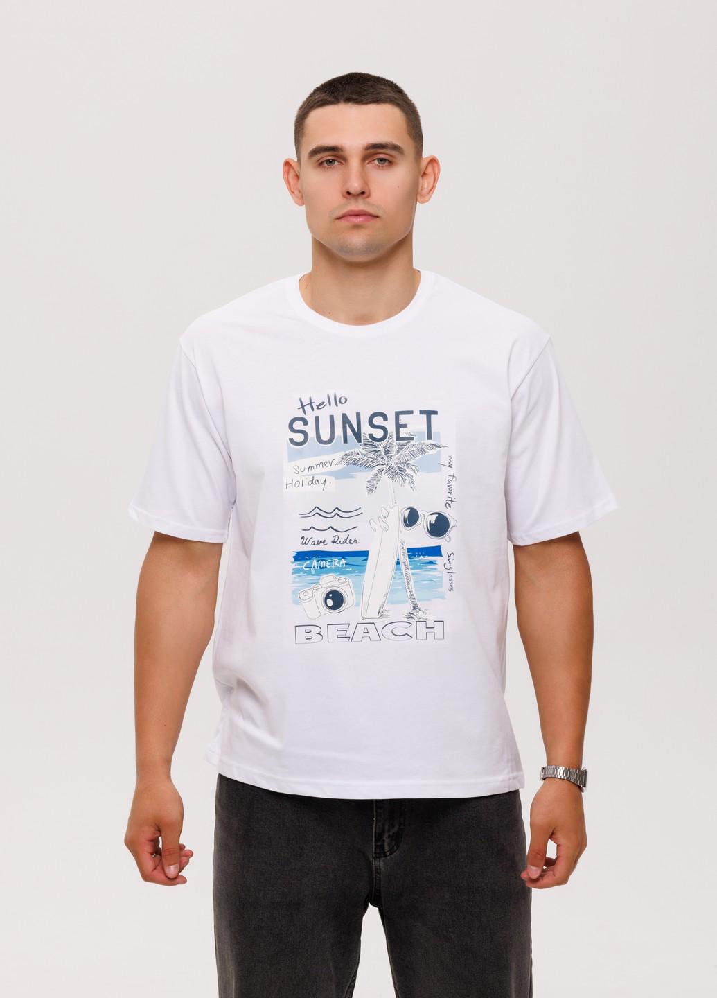 Мужская футболка Hello sunset Наталюкс 2XL Белый (1218023200051)