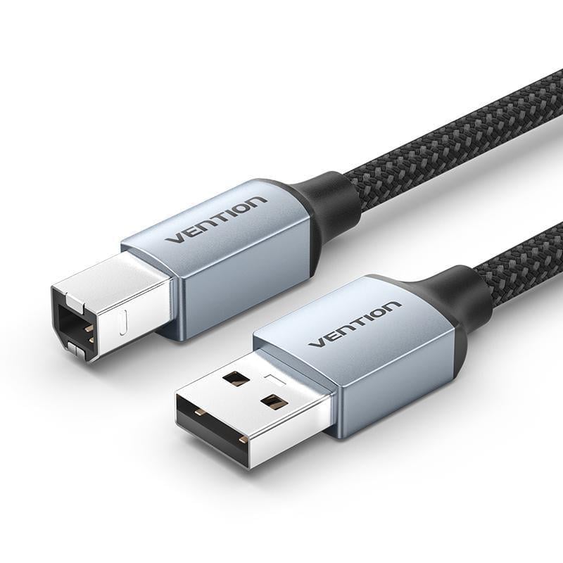 Кабель для принтера Vention USB-USB Type-B 2.0 480 Мбіт/с 2A USB-A на USB-B нейлонове обплетення 8 м Чорний (CTTHK)