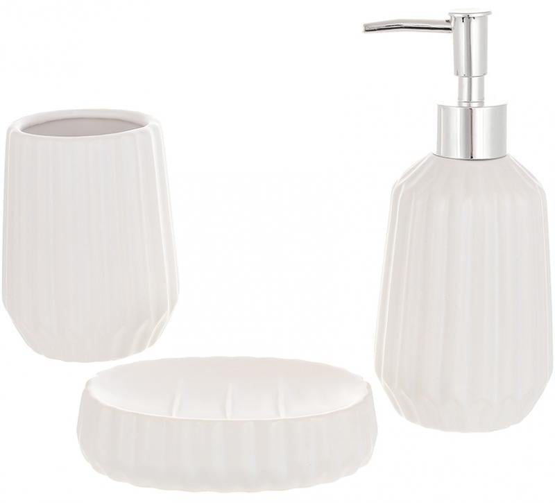 Набор аксессуаров Bright для ванной 3 пр. керамика Молочно-Белый Набор аксессуаров Bright для ванной 3 пр. керамика Молочно-Белый