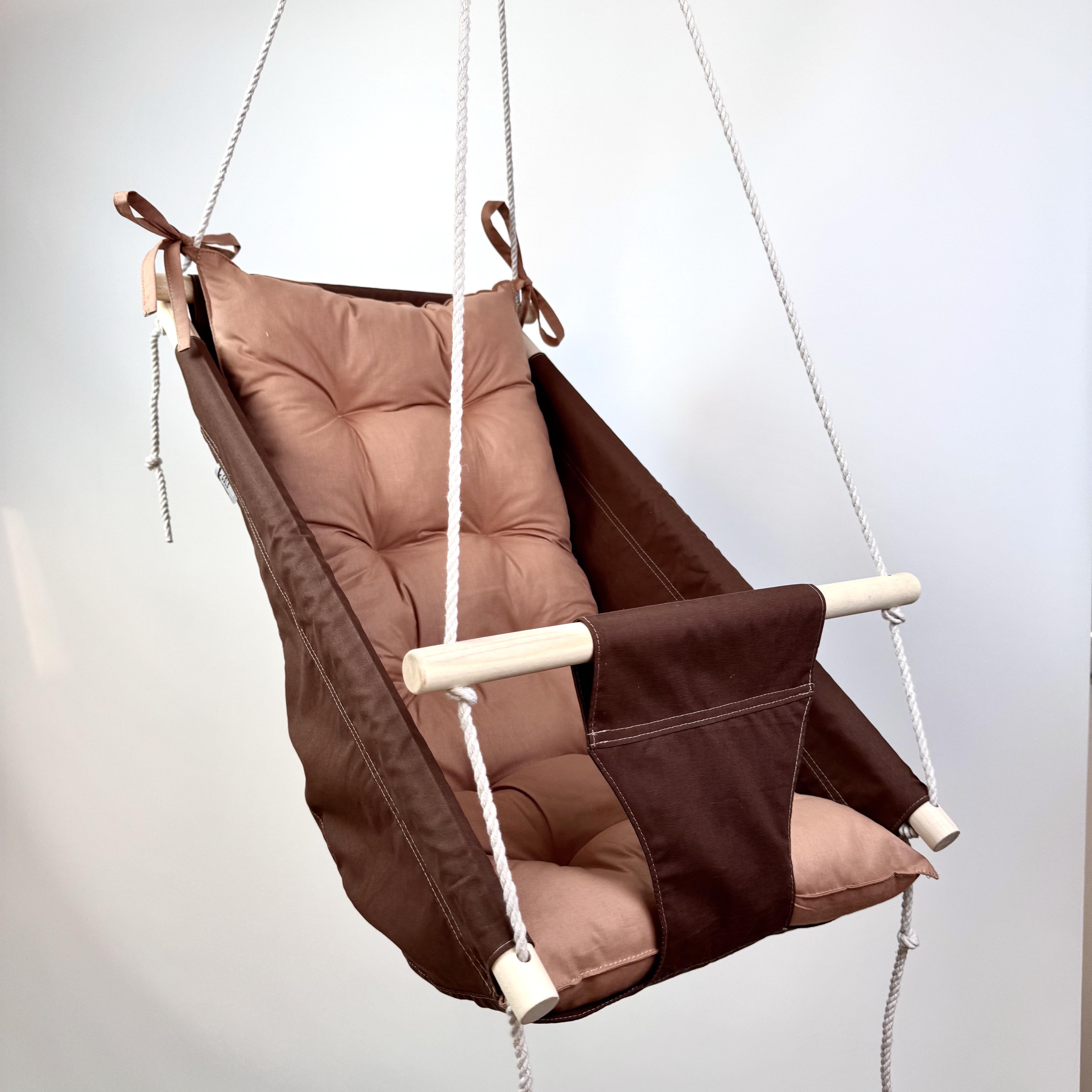 Детские качели подвесные Колыханка хлопковая Коричневый (gs-8874)