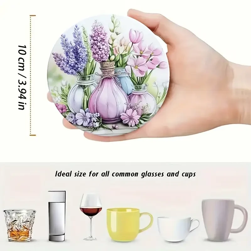 Набор деревянных подставок под чашки Цветы в вазах 6 шт. - фото 2 Набор деревянных подставок под чашки Цветы в вазах 6 шт. - фото 2