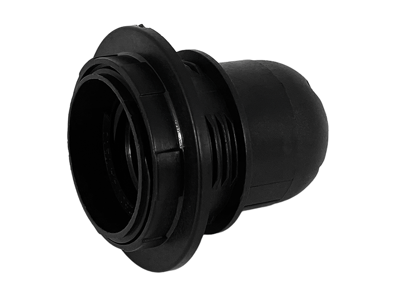 Патрон Е-27 пластиковий різьблення з кільцем/стопорним кільцем Чорний (4216)