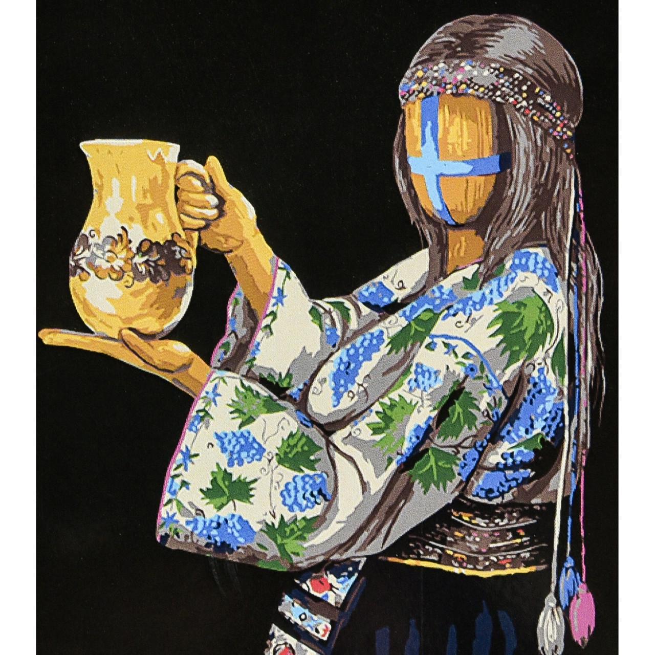 Картина по номерам Strateg Премиум Возвышенная на черном фоне с лаком 40х50 см (AH1144)