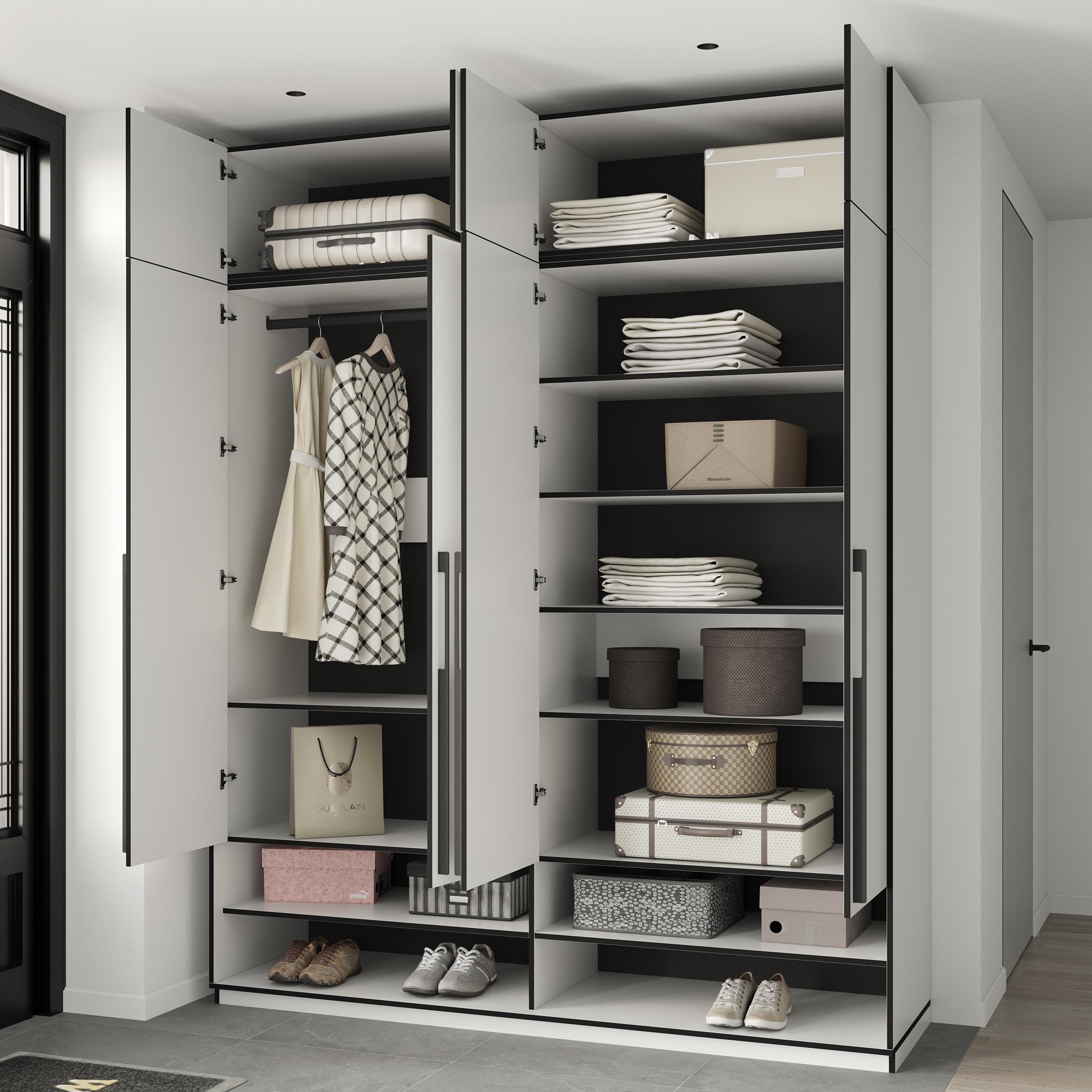 Шафа в передпокій розпашна чотиридверна зі штангою для одягу та антресолью 1969х2500х570 мм Кашемір (mr-9a-ks) - фото 2 Шафа в передпокій розпашна чотиридверна зі штангою для одягу та антресолью 1969х2500х570 мм Кашемір (mr-9a-ks) - фото 2