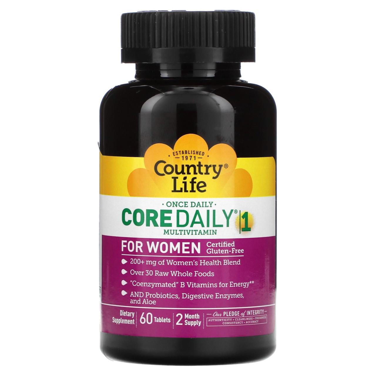 Мультивитамины для женщин Country Life Core Daily-1 Multivitamin Women 60 таблеток