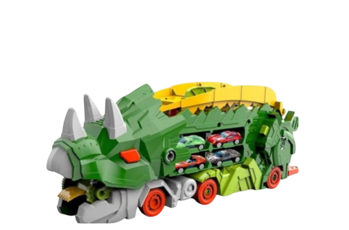 Игрушка-автовоз Dino Transporter 2в1 автотрек контейнер для 18+ машинок Зеленый (DT-001)