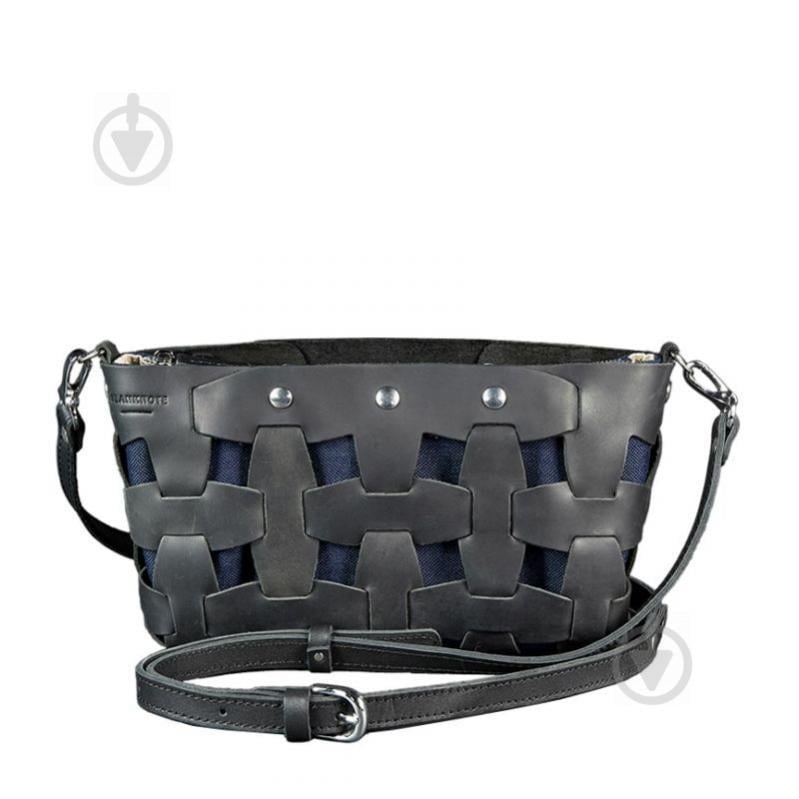 Шкіряна плетена сумка жіноча BlankNote Пазл Crazy Horse S Чорна (BN-BAG-31-g-kr)