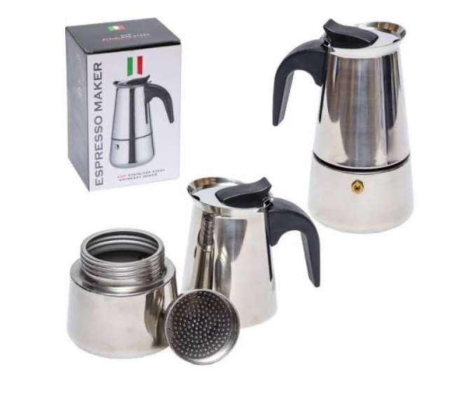 Кофеварка гейзерного типа Espresso Maker из нержавеющей стали на 4 чашки 200 мл (ЭМ-4) - фото 3 Кофеварка гейзерного типа Espresso Maker из нержавеющей стали на 4 чашки 200 мл (ЭМ-4) - фото 3