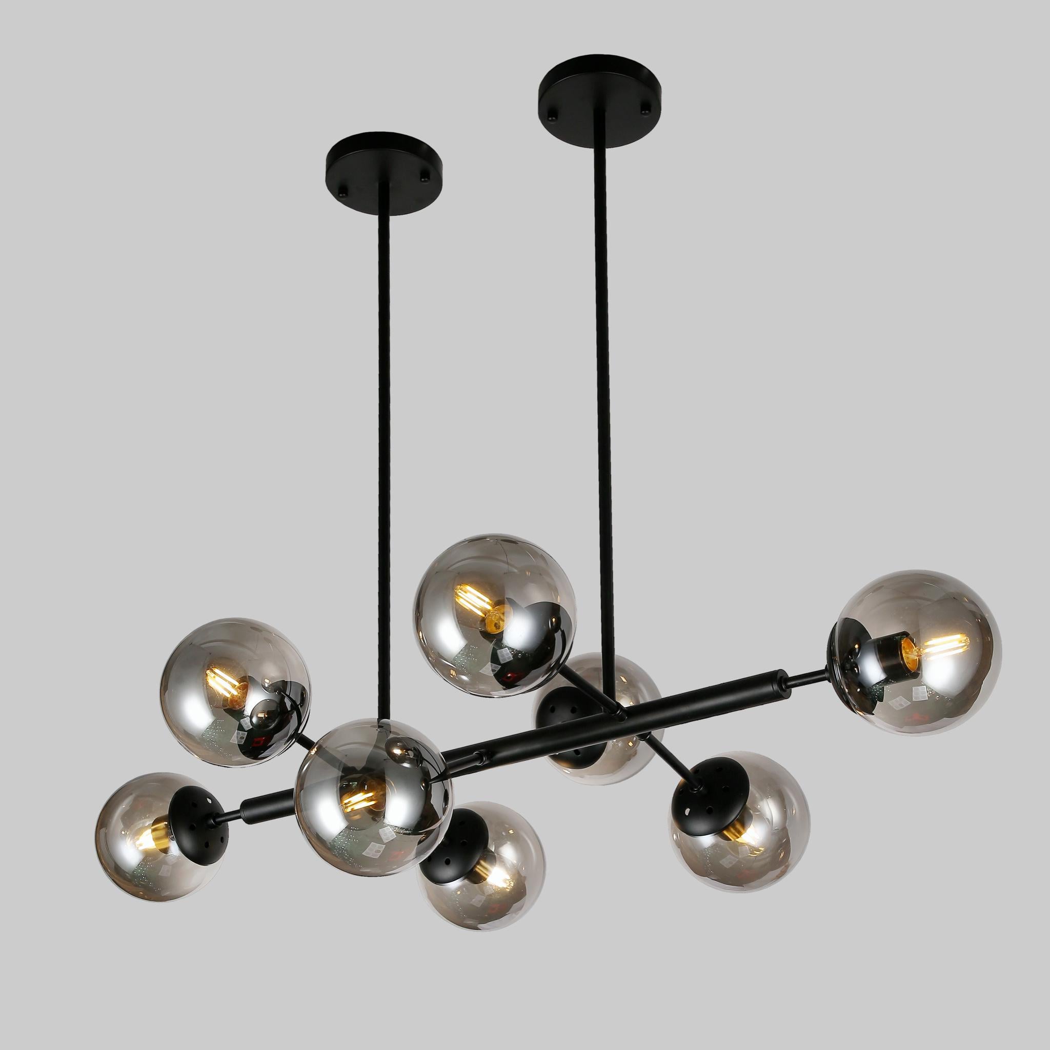 Люстра Molecule Loft на 8 ламп с черными плафонами Черный