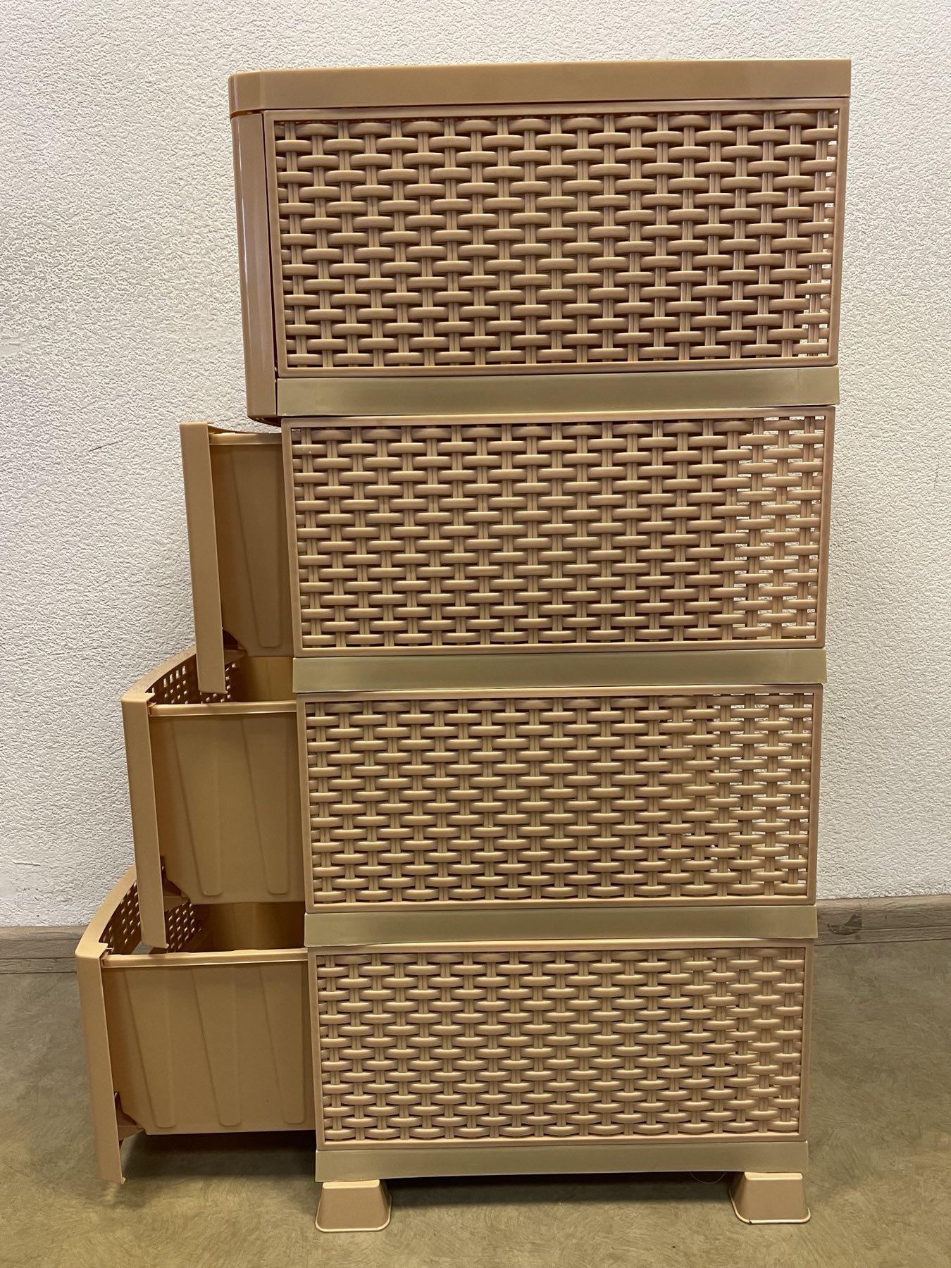 Комод пластиковый Rotange 4 ящика 91х37,5х46 см Бежевый (29439256) - фото 4