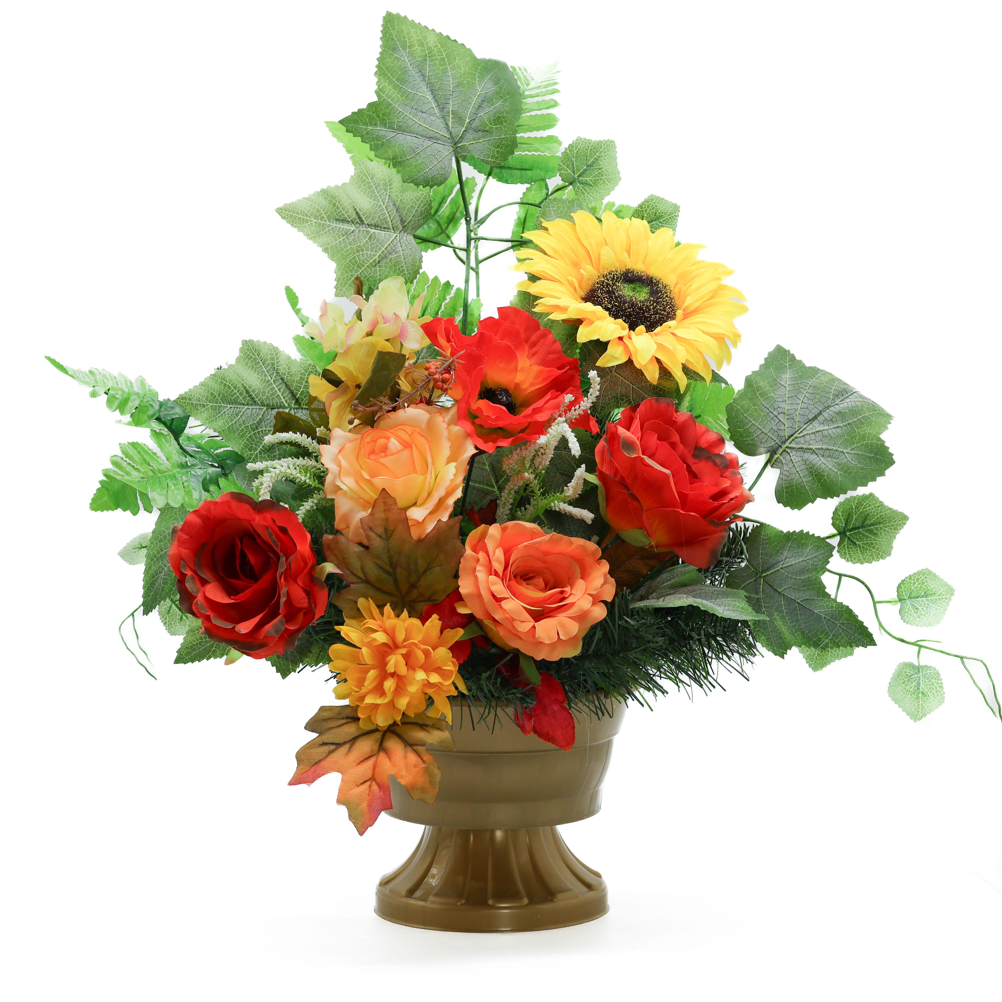 Композиция Gala Decor из искусственных цветов в пластмассовом кашпо Золотой (КЗ4535С1)