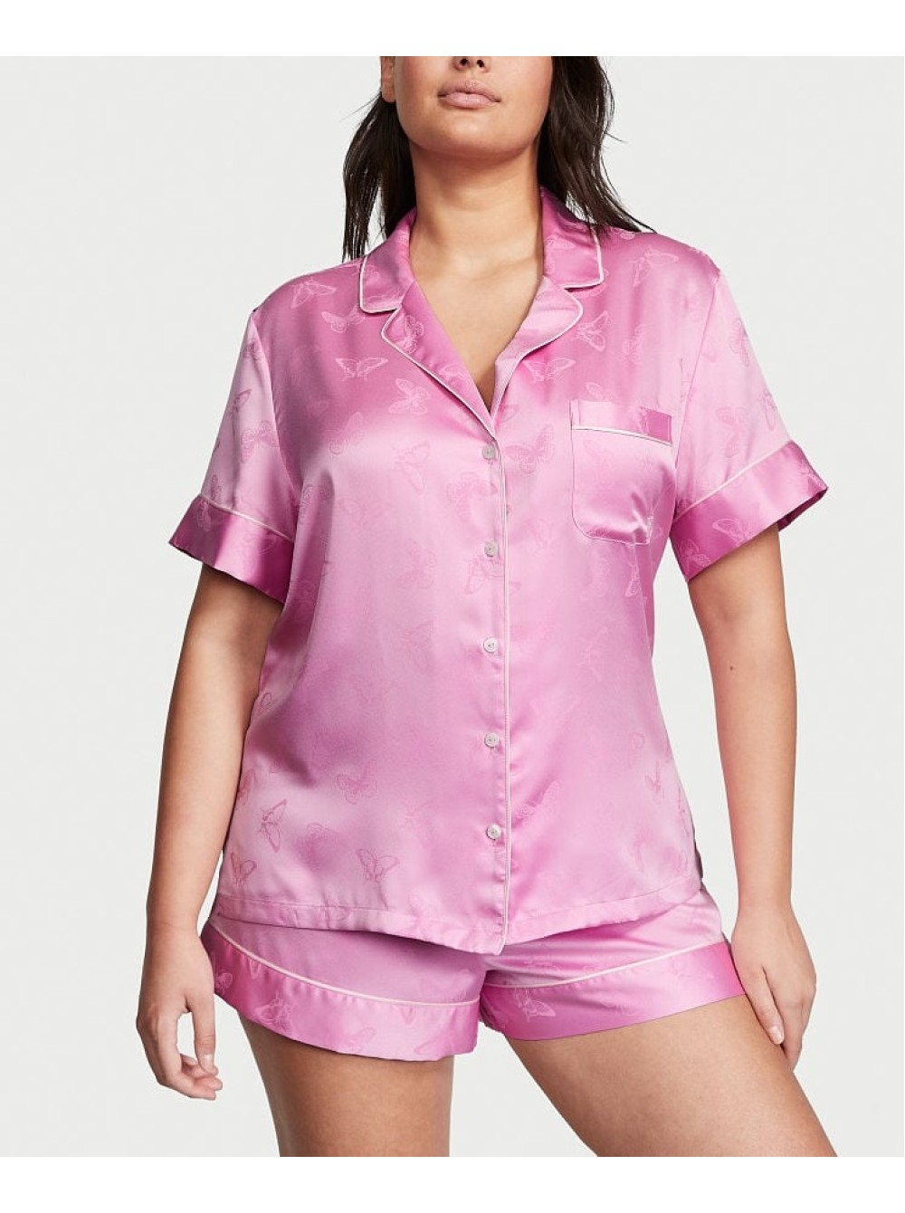 Піжама жіноча Victoria's Secret Satin Short Pajama Set сатинова L Рожевий (20642937)