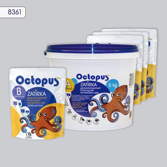 Затирка для плитки Octopus Zatirka 8361 епоксидна 5 кг Платіна