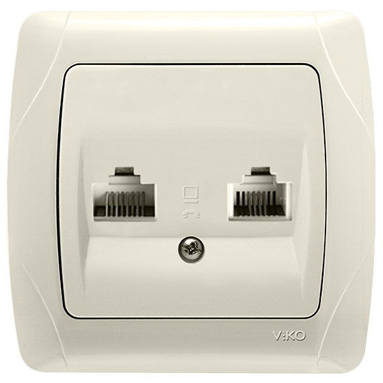 Розетка комп'ютерна + телефонна подвійна Viko Carmen Кремовий (90562035)