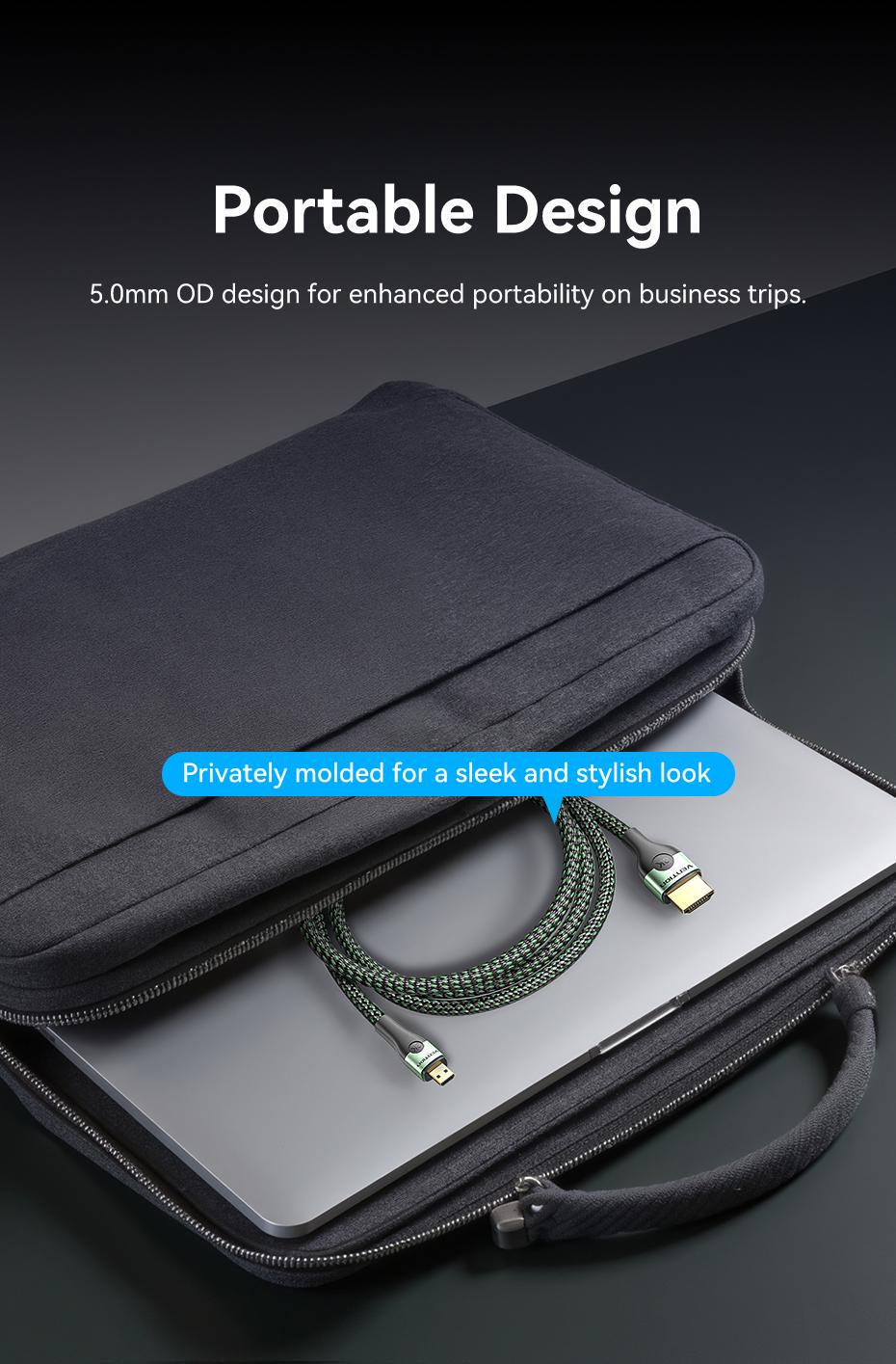 Кабель Vention Micro HDMI на HDMI HDMI 2.1 8K 60Hz 48Gbps Dynamic HDR eARC плетений 1 м Зелений (AGKGF) - фото 8 Кабель Vention Micro HDMI на HDMI HDMI 2.1 8K 60Hz 48Gbps Dynamic HDR eARC плетений 1 м Зелений (AGKGF) - фото 8