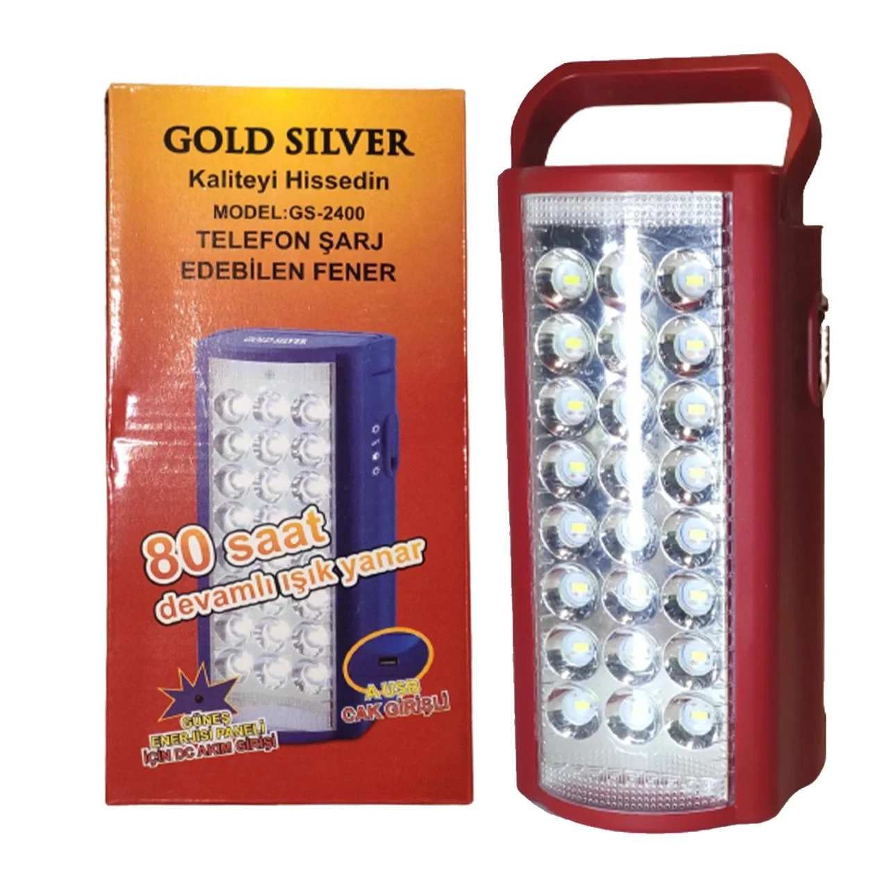Фонарь переносной с повербанком GS-2400 24 LED Gold Silver 24 LED