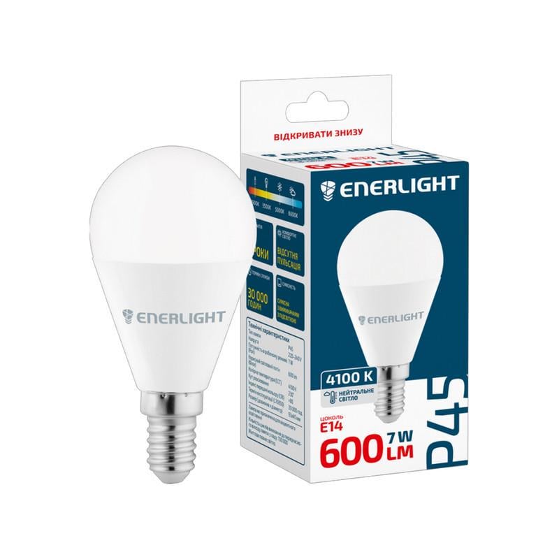 Лампа LED Enerlight 7W 230V 600 Лм 4100K E14 45x93 мм пуля (P45E147SMDNFR)
