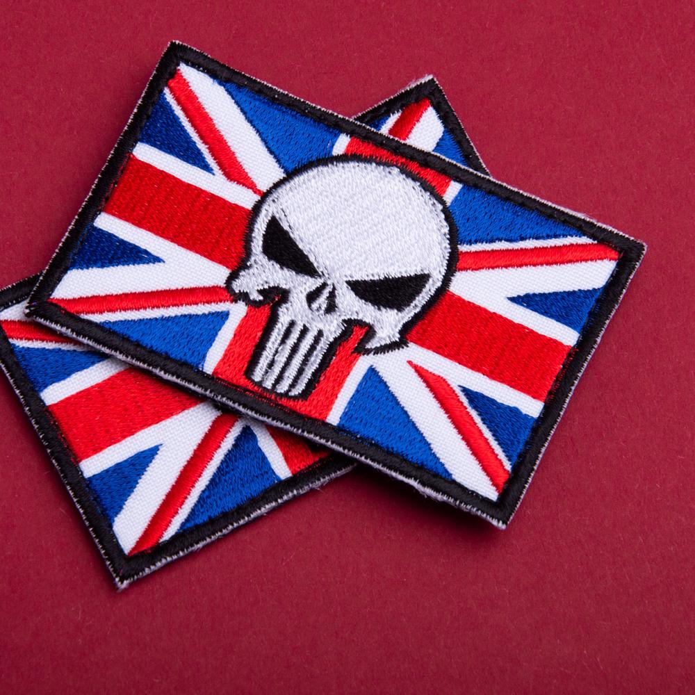 Набор шевронов с липучкой Череп Карателя на Флаге Великобритании 5х8 см 2 шт. (25216) - фото 5